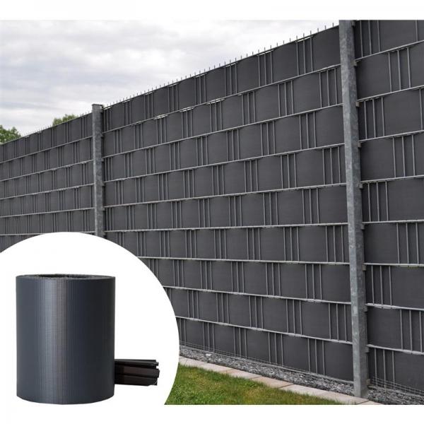 35m PVC Zaunfolie Sichtschutz Doppelstabmatten Streifen Folie grau grün